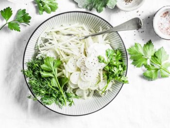 Slaw is a delicious way to enjoy vegetables you don't otherwise know what to do with - such as kohlrabi and broccoli stems.
